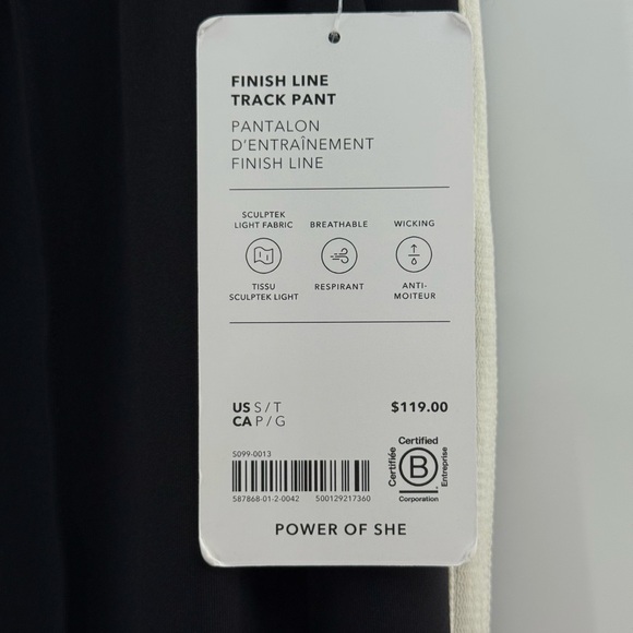 NWT Athleta Finish Line Straight Leg Trendy Track Pant Black/White Size S Tall - Picture 6 of 13